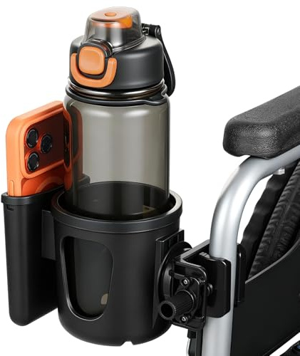 Siegvoll 2-in-1 Getränkehalter Rollstuhl mit Handyfach