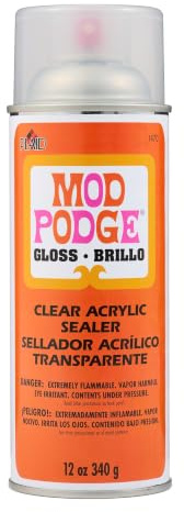 Mod Podge Spray Acrylic Sealer that is Specifically Formulated to Seal Craft Projects, Dries Crystal Clear is Non-Yellowing No-Run and Quick Drying, 12 ounce, Gloss