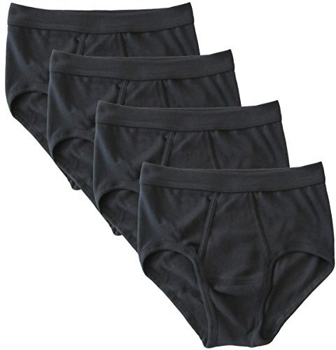 HERMKO 3240 Pack of 4, Men's Y-Fronts fine-Ribbed, Made of 100% Organic Cotton, Many Colours, Size:4X-Large, Colour:Black