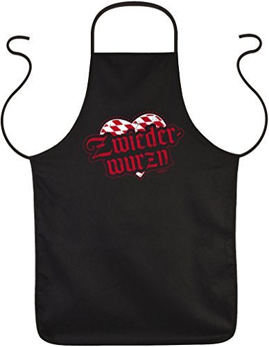 Goodman Design Bayrischer Dialekt - Mundart - Grillschürze : Zwiederwurzn bayrische Kochschürze schwarz