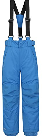 Mountain Warehouse Pantalon de Ski Enfants Falcon Extreme - Coutures soudées, Imperméable, Guêtres Pare-Neige, Poches sécurisées - pour Le Ski et Les Vacances, Hiver Bleu Cobalt 7-8 Ans
