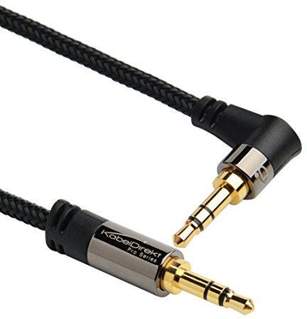 KabelDirekt – 0,5m Câble Jack Audio stéréo (3,5 mm sur 3,5 mm, 1 fiche coudée 90 degrés, câble aux) Pro Series