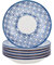 Nicola Spring Hand-Printed Cappuccino Saucers - 14.5cm - Navy - Pack of 6 - Porcelain Tea Dish Espresso Coffee Cup Plate