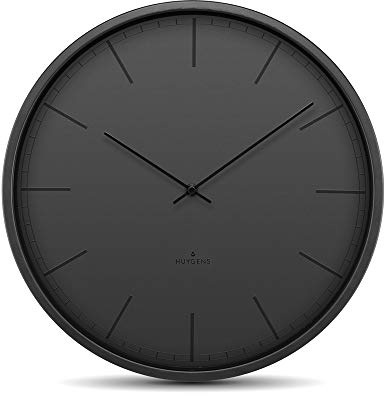 Huygens Tone Index 35cm Schwarze Wanduhr Geräuschloses Quarzwerk