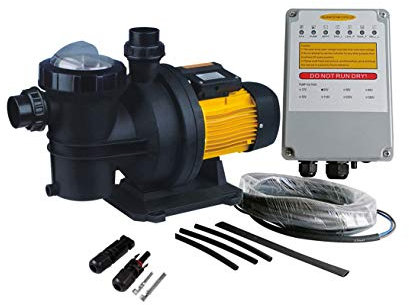 Solar Swimming Pool Pump, PWS Powerful Solar Water Pump with MPPT Controller,72VDC, 1.2HP, 62ft, 92GPM,Suitable for Salt Water, JP21-19/900