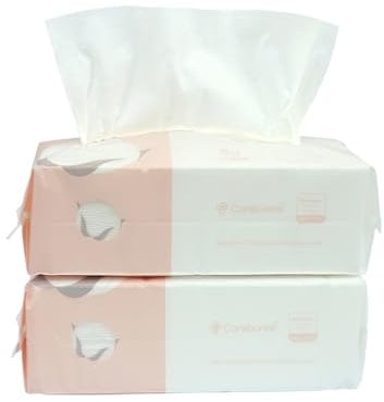 Careboree Extra Thick Facial Cotton Tissue Dry Wipes, 100% Cotton 2 Pack