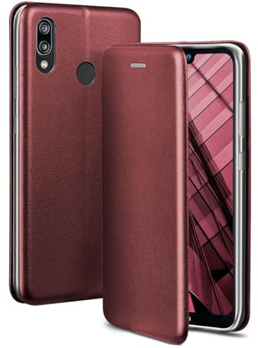 ONEFLOW Business Case für Huawei P20 Lite Handyhülle klappbar mit Standfunktion, Klapphülle Flipcase Cover Dünn, PU Leder Hülle mit Kartenfach, 360 Grad Schutzhülle, Weinrot