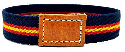VENDOPOLI Pulsera Elastica Bandera España Cuero Talla Unica Adaptable (Azul)