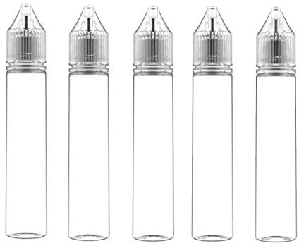 Bottiglie di unicorno in plastica PET Chubby Gorilla V3 Slim da 30 ml per liquidi, oli ed E-Liquid - Bottiglie vuote con contagocce - 10x 30ml (bottiglia trasparente con tappo trasparente)