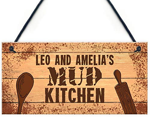 RED OCEAN Personalised Kids Name Mud Kitchen Hanging Sign Garden Sign Play Area Toy Gift