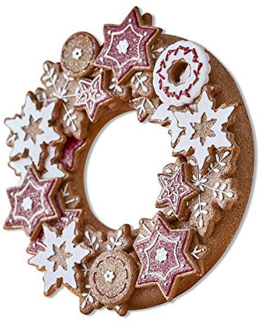 Loberon Kranz Anyama, Weihnachtsgebäck-Look, Aufwendige Handarbeit, Datailreich Bemalt, Täuschend echt, Weihnachtsdekoration, Weihnachten, Polyresin, rot/braun/weiß