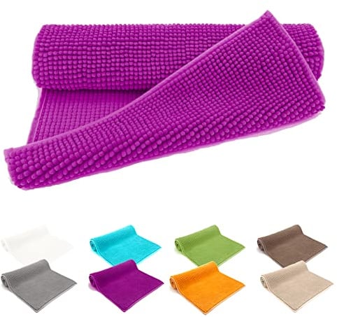 heimtexland ® Badvorleger Chenille Super Flauschig Saugstark Badteppich Badematte Ökotex Typ771 Lila 50 x 80 cm