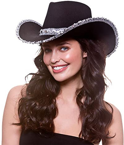 Wicked Costumes Adult Texan Cowboy Hat Fancy Dress Party Accessory (Black Sequin)