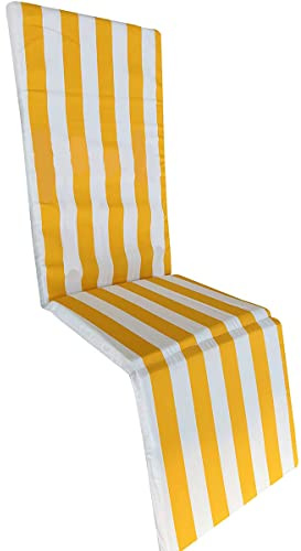 Liege Matratze Kissen für Sonnenliege Meer Garten 45 x 170 cm Streifen (Gelb)