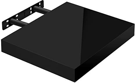 WOLTU Wandregal Volato Wandboard freischwebend hochglänzend Schwarz Schweberegal CD DVD Regal Bücherregal Holz Board 30x22,9x3,8cm RG9489sz