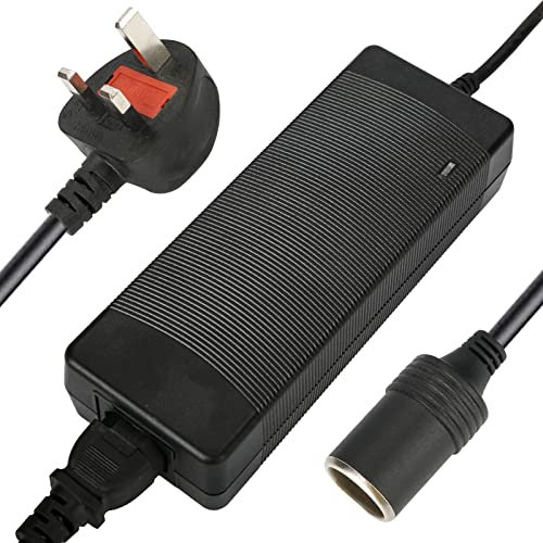 KHELSE 240V to 12V Power Inverters(10A, 120W) DC Car Charger Power Supply Cigarette Lighter Voltage Converter 12V 10A Black UK Plug