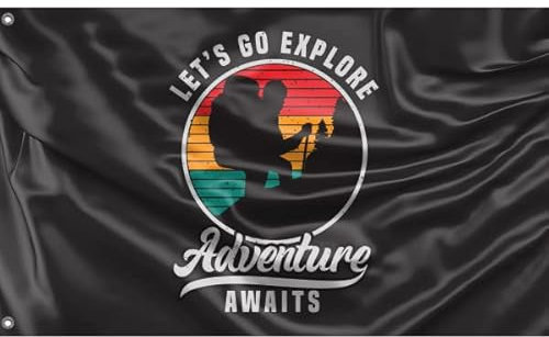 Let's Go Explore Flagge | Einzigartiger Designdruck | Hergestellt in der EU (90 x 150 cm)