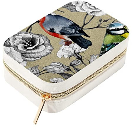 Personalisierte Reise-Mini-Schmuckschatulle, Aufbewahrungsbox für Frauen, Aquarell, Kuckuck, Vogel, Rhododendron, Blume