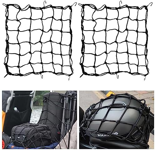 Filet Moto Bagage,Filet Araignée Moto,2 Pièces Filet Elastique,Tendeur Vélo 50 X 50cm,Filet à Bagages Elastique,Filet de vélo,Sangle Bagage Moto pour Vélo Moto Fixer Casque Bagage