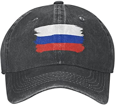 Lsjuee Flag-of-Russia Unisex-Cowboyhut, Baseballkappe, verstellbar, für Sport, Golf, Denim, Casquette-Kappe, Schwarz