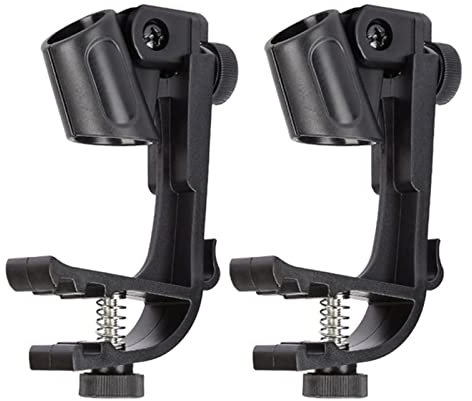 Drum Mic Clamp, 1 Pair Drum Microphone Clip Universal Drum Recording Set Rim Mic Stand Mount Clamp Instrument Dynamic Microphones for Playing Performance