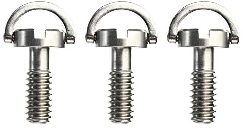 Zunedhys 3X Long 1/4 inch D-Ring Screw Stainless Steel for Camera Tripod Quick Release Plate Silver
