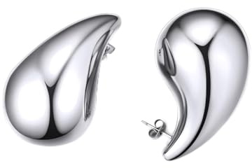 GoldChic Chunky Dupes Ohrringe Gold 26mm/30mm/40mm Groß Waterdrop Earrings Edelstahl/Kupfer Tropfen Creolen Ohrstecker Gold/Silber/Schwarz Hypoallergene Ohrschmuck für Damen Frauen Mädchen