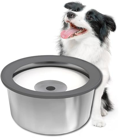 Bebedero Perro Antigoteo, 2L De Acero Inoxidable Sin Derrames No Mojada Boca Bebedero Agua Fria Perros, Bebedero Lento Antideslizante para Mascotas Desordenados