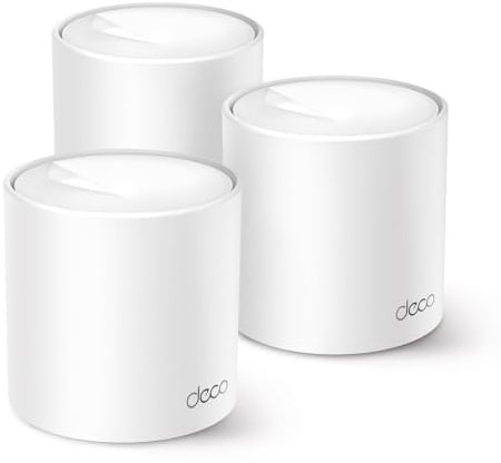 TP-Link Deco X10(3-Pack), AX1500 Mbps, bis zu 520 m² Reichweite, Verbindung von bis zu 120 Geräten, Gigabit-Port, einfache Installation per mobiler App, KI-gestütztes Wi-Fi 6 Mesh-System