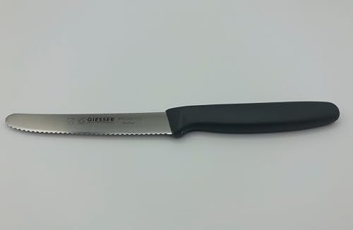 Giesser Messer Brötchenmesser Tomatenmesser Küchenmesser 11cm Klinge 3mm Wellenschliff Klinge 11cm (Grau)