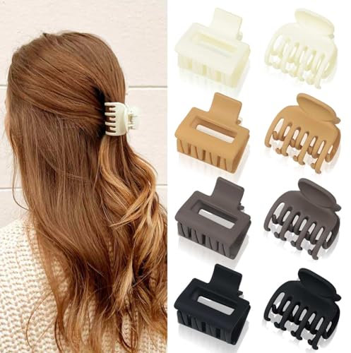 PROPOG 8 Petite Pince Cheveux Femme, 4 cm Pinces à Cheveux Antidérapant Double Dents Mat Accessoires Cheveux Pour Cheveux Épais Et Fins Filles Femme