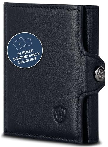 VON HEESEN Slim Wallet mit XXL Münzfach & RFID-Schutz - Mini Geldbörse Herren & Damen - Kartenetui Kreditkartenetui - Portmonee Geldbeutel Portemonnaie klein Schwarz
