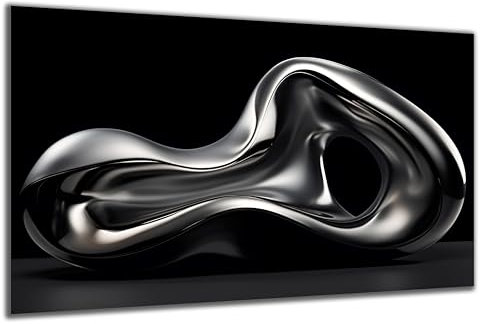 DARO Design - Wand-Bild auf 6mm HDF 30x20 cm Chrom Abstrakte Form - Wand-Deko Bilder Geschenk