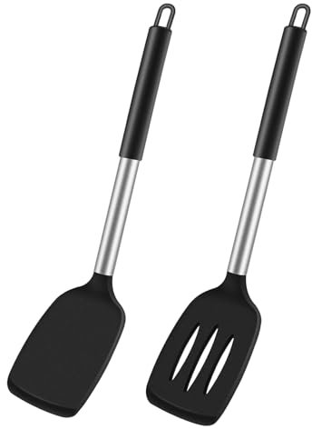 Diompirux 2 piezas Espátula de Cuchara de Silicona, Sin BPA Herramienta de Cocina Antiadherente, Utensilios de Cocina para Servir, Freir, Mezclar y Despegar Alimentos en Cocina, para Cocina y hornear