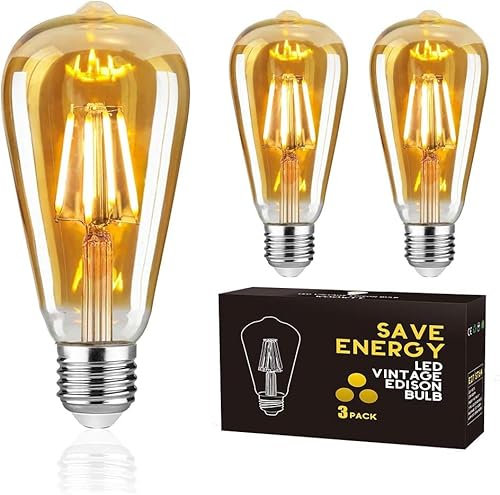 WOOWTT Vintage Glühbirne E27 Led Dimmbar, 4W Edison Lampe Vintage Warmweiß 2700K 400LM, Dekorative Led Glühbirne E27, 3 Stück