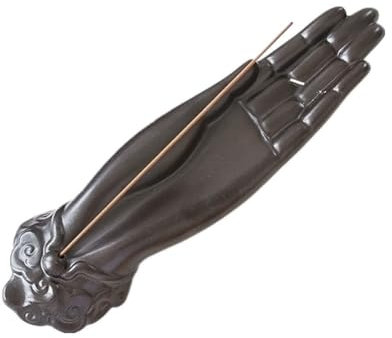 Porte-Encens de la Main de Bouddha Brûleur d'Encens Bâton en Céramique Encensoir Couché Vintage Brûleur d'Aromathérapie Support de Plaque d'Encens Support Bâtonnets Encens pour Yoga Méditation