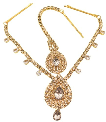 RUNRAYAY Goldkristall heiß Kettensack Accessoires Böhmische Kopfbedeckung Braut Kopfbedeckung Stirnkette Haarkette Göttin Haarschnitte Mädchen