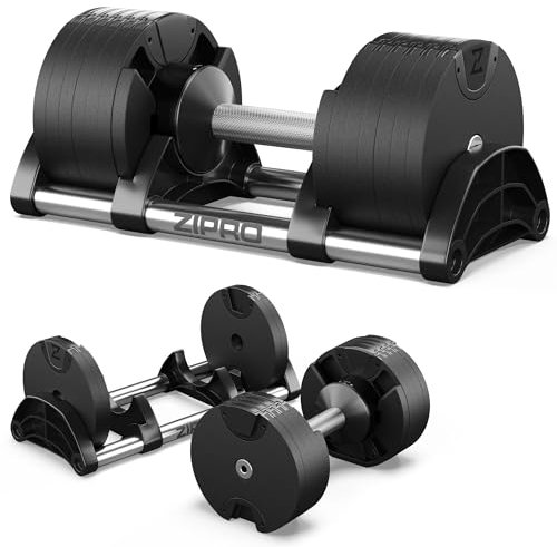 Zipro verstellbare Hanteln Round, 1 Stück, rutschfestes Kurzhantel 24 kg, einstellbare Gewichte, 12 Einstellungen, von 2 bis 24 kg Gewicht System, Krafttraining für Hause, runde Form, Home Gym