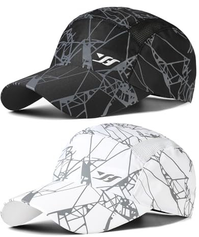 AYPOW 2 Pcs Unisex Schnell Trocknend Atmungsaktiv Baseball Cap Baseballkappe, Lässig Modisches Leichte Faltbare Outdoor Sportmütze Sportkappe, Waschbar Verstellbar Basecap Sonnenhut für Herren Damen