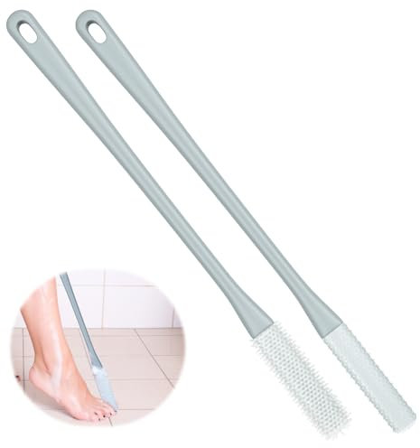 Fußbürste für die Dusche, 2PC Silikon Zehenreiniger mit Langem Stiel, Fußwaschbürste Zehenreiniger Foot Scrubber Fuß und Rückenschrubber Fußpflege Zehenbürste für Senioren Schwangere (2PCS)
