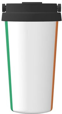 Kingww Reisefreundliche, isolierte Kaffeetasse mit irischer Flagge, mit einziehbarem Griff, fasst bis zu 500 ml