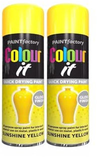 YSAMAX All Purpose Yellow Gloss Spray Paint, Quick Drying Formula, Excellent Coverage And Adhesion, Stunning Finish, Aerosol Spray, Versatile Uses, 250ML, (2PCS)