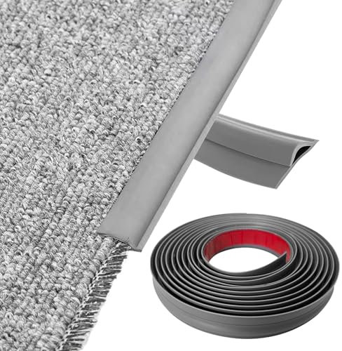 Carpet Trim Strip, Self-Adhesive Carpet Trim Strip, Adhesive TPE Laminate Floor Door Strip, Edge Trimming Decor, Door Floor Transition Threshold Edgings Trim, Flooring Edge Strip (Dark Gray-10M)