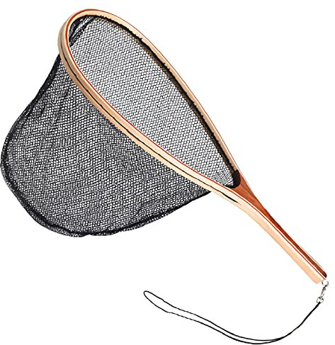 HBALDTEDC Telescopio da Pesca da sbarco, Reti da Pesca for laghetti Guadino for Pesca a Mosca Clip Magnetica Cattura e rilascia Rete for trote e Cornice in Legno(Nylon)