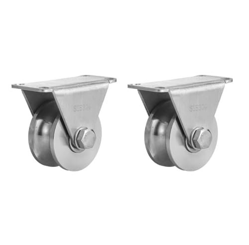 Rollen aus Edelstahl, einziehbare Rollen, schwer, 2 Stück V-Nut-Laufrollen aus Edelstahl 304, Schiebetorräder, robuste Riemenscheibe, sanftes Rollen for V-Schiene, rollendes Einfahrtstor(2.5 in)