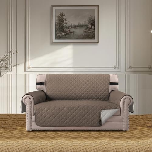 BellaHills Sofa Überzug Übergröße 2 Sitzer (140CM), Waschbar Weiche Couch Überzug Sofa Bezug für Wohnzimmer, Anti-rutsch Sofaüberwürfe für Hund Katze, Taupe