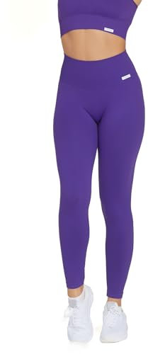 FGM04 Donna - Leggings Nikita Basic Fascione Alto (IT, Testo, XS, S, Regular, Regular, Standard, Viola)