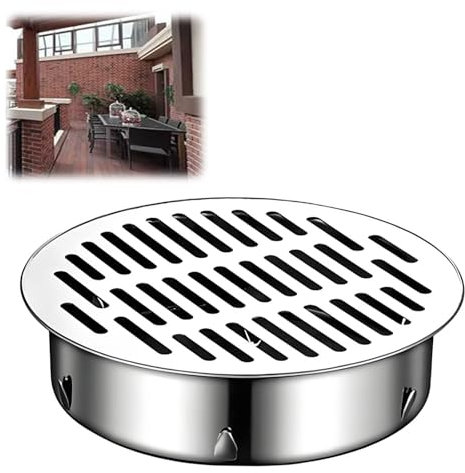 Generisch 40-200 Mm Runder Edelstahl-Bodenablauf,Metall Stahl Gully-Gitter Dusche,Anti-Verstopfungs-Filter Zuhause Werkzeuge für Den Außenbereich Balkon Hof(125mm/4.9in)