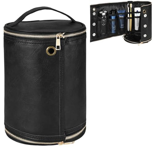 Luxspire Trousse de Toilette Homme, Trousse de Toilette Homme Voyage，Trousse de Toilette en Cuir PU pour Homme, Idéale pour Ranger Rasoir et Articles de Toilette, Cadeaux pour Hommes, Noir