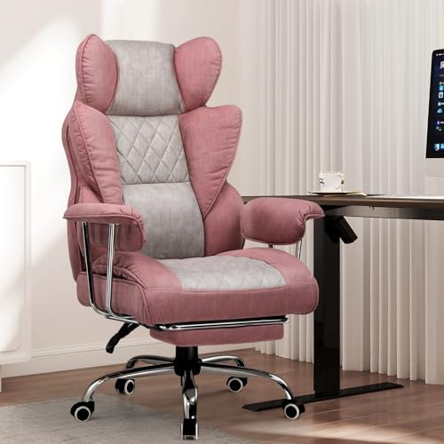 GTPLAYER Gaming Chair with Footrest, Ergonomic Computer Chair Heavy Duty High Back Lumbar Support Home Executive Office (Pink)